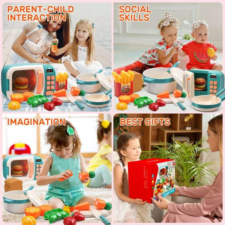 CUTE STONE Play Kitchen Accessories Toy, Play Food Sets for Kids Kitchen,  Toddler Kitchen Set for Kids with Play Pots, Pans, Kids Kitchen Playset