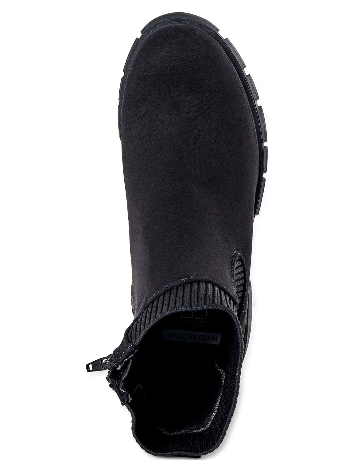 No Boundaries Women's Knit Chelsea Boots, Wide Width Available
