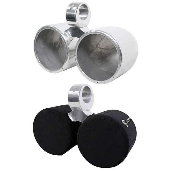 Rockville DMAC80S Dual 8" Silver Aluminum Wakeboard Tower Speaker Pods Covers