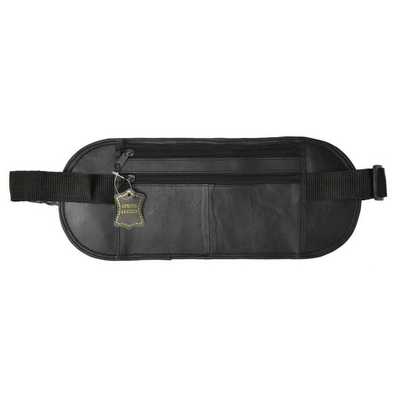 Leather Flat Fanny Pack Secured Travel Passport Multi pocket by Leatherboss