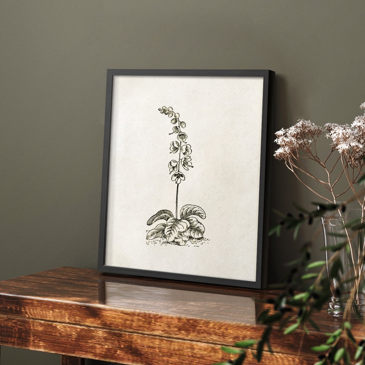 Vintage Floral Print CCCXIX - 14in. x 11in. Vintage Framed Print in Black Wood Frame