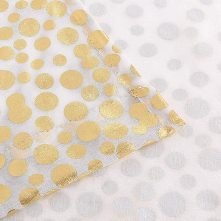Aimtyd Polka Dots Foil Printed Sheer Curtains For Living Room Faux Linen Grommet Voile Confetti Aimtyd Faux Linen Grommet Voile Confetti, Gold Polka Dot Sheer Curtains With Lights
