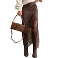 thumbnail image 2 of Women Lace Patchwork Skirts High Waist A Line Y2K Elegant Maxi Long Skirts Party Boho Skirt Camel Color S, 2 of 8