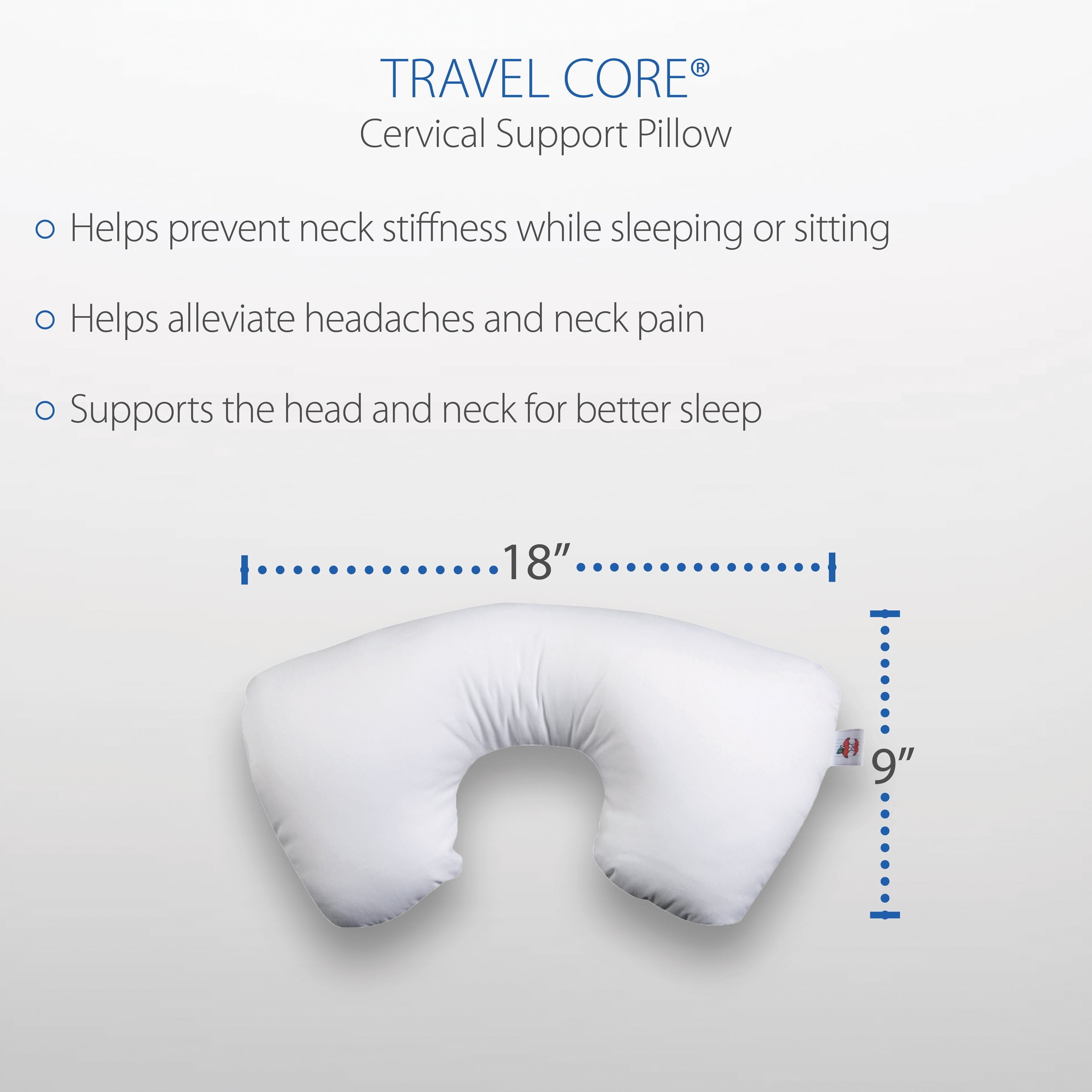 Core Products Tri-Core Cervical Support Pillow & Travel Core Combo, Standard Firm - Midsize