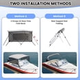 thumbnail image 4 of Bimini Tops for Boats 3 Bow, Aluminum Frame Boat Cover with Waterproof 600D Marine Grade Canvas, Fits 61"-66" Width, 2 Rear Support Poles, Adjustable Straps, Storage Boot, Light Grey, 4 of 6