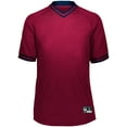 thumbnail image 4 of Holloway Sportswear L Boys Retro V-Neck Baseball Jersey Scarlet/Navy 221221, 4 of 5