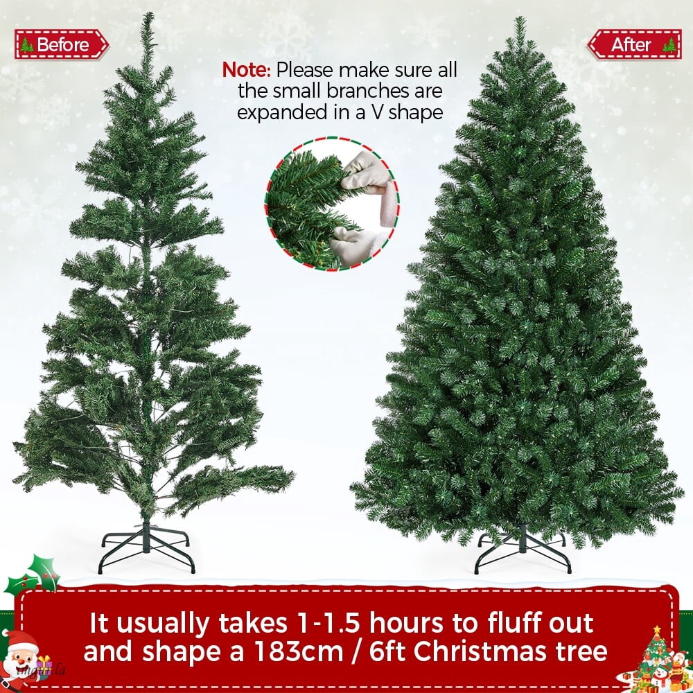 Alden Design 6FT Pre-lit Artificial Christmas Tree with Foldable Stand and Multicolored LED Lights, Green