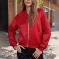 thumbnail image 3 of Jacket for Womens Bomber Jacket Fall Lightweight Zip up Long Sleeve Outerwear Pockets Coats, 3 of 10