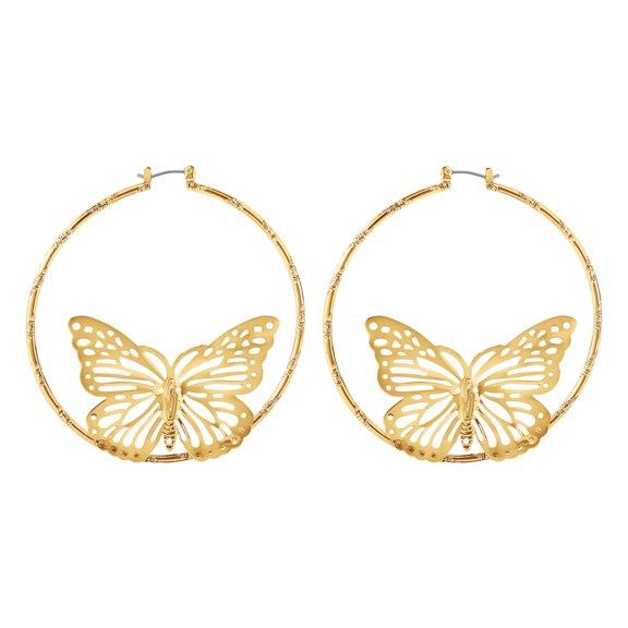 Jessica Simpson Women's Butterfly Hoop Earrings