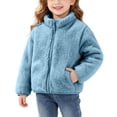 thumbnail image 2 of Mifsaly Boys Girls Fuzzy Fleece Jacket Full Zip Stand Collar Warm Winter Coat Kids Fall Winter Thermal Sherpa Outerwear with Pockets for School Outdoor, 2 of 9