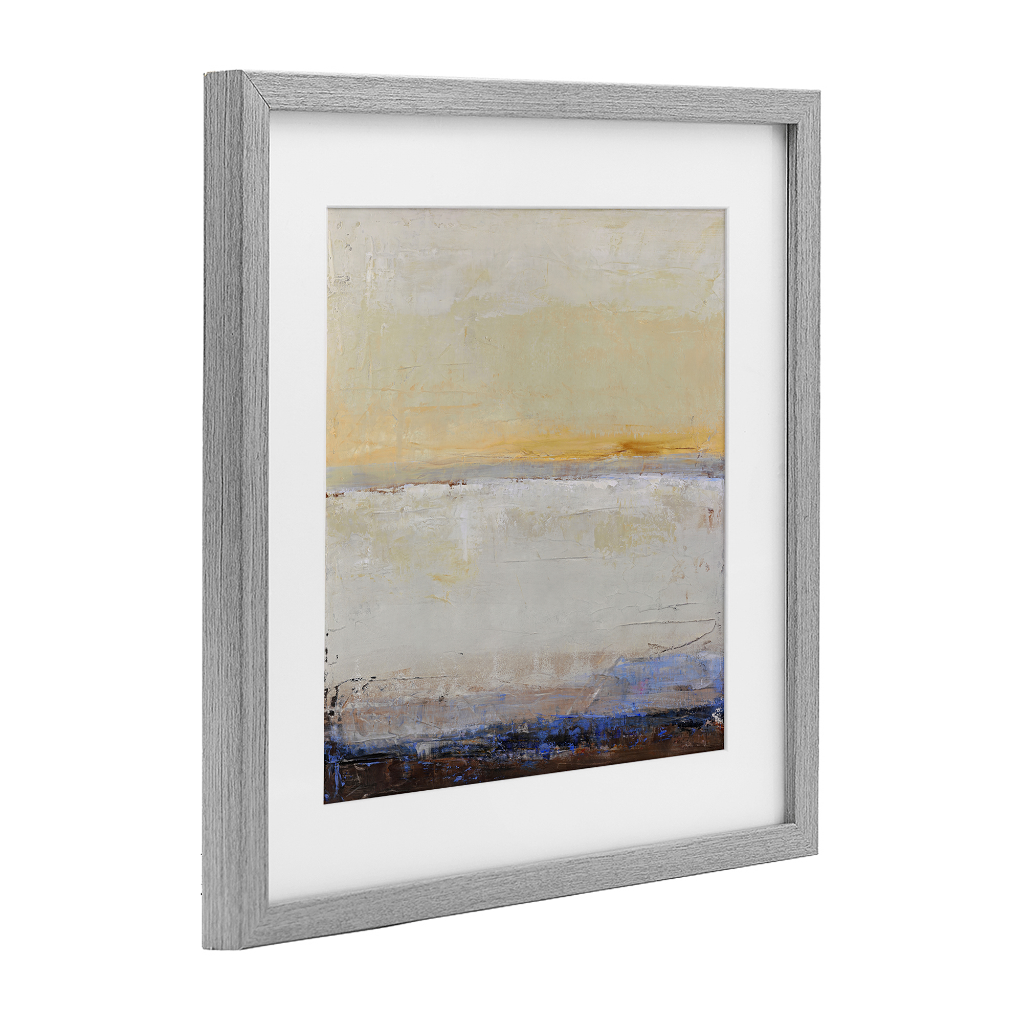 Sweeping Subtle Horizon Gray Framed Print Under Glass, design by Design Fabrikken