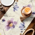 thumbnail image 3 of Purple Spring Floral Table Runner - 60 Inch Long Vintage Flowers Farmhouse Watercolor Cotton and Linen Blended Dress Scarves Farmhouse Table Runner for Kitchen Dining, Coffee Table, 13" x 60", 3 of 8