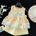thumbnail image 2 of Fozruso Girls Outfit Sets Girls Summer Outfits 2 Piece Set Sleeveless Top And Shorts With Ruffle Trim Toddler Baby Girl Casual Playwear Age 2 12 Years,3-4 Years(Yellow), 2 of 6