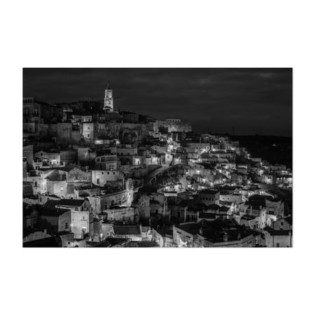 Matera by Night 02 B&W - Matera Basilicata Italy Photography Unframed Wall Art Print 5 x 7 inches