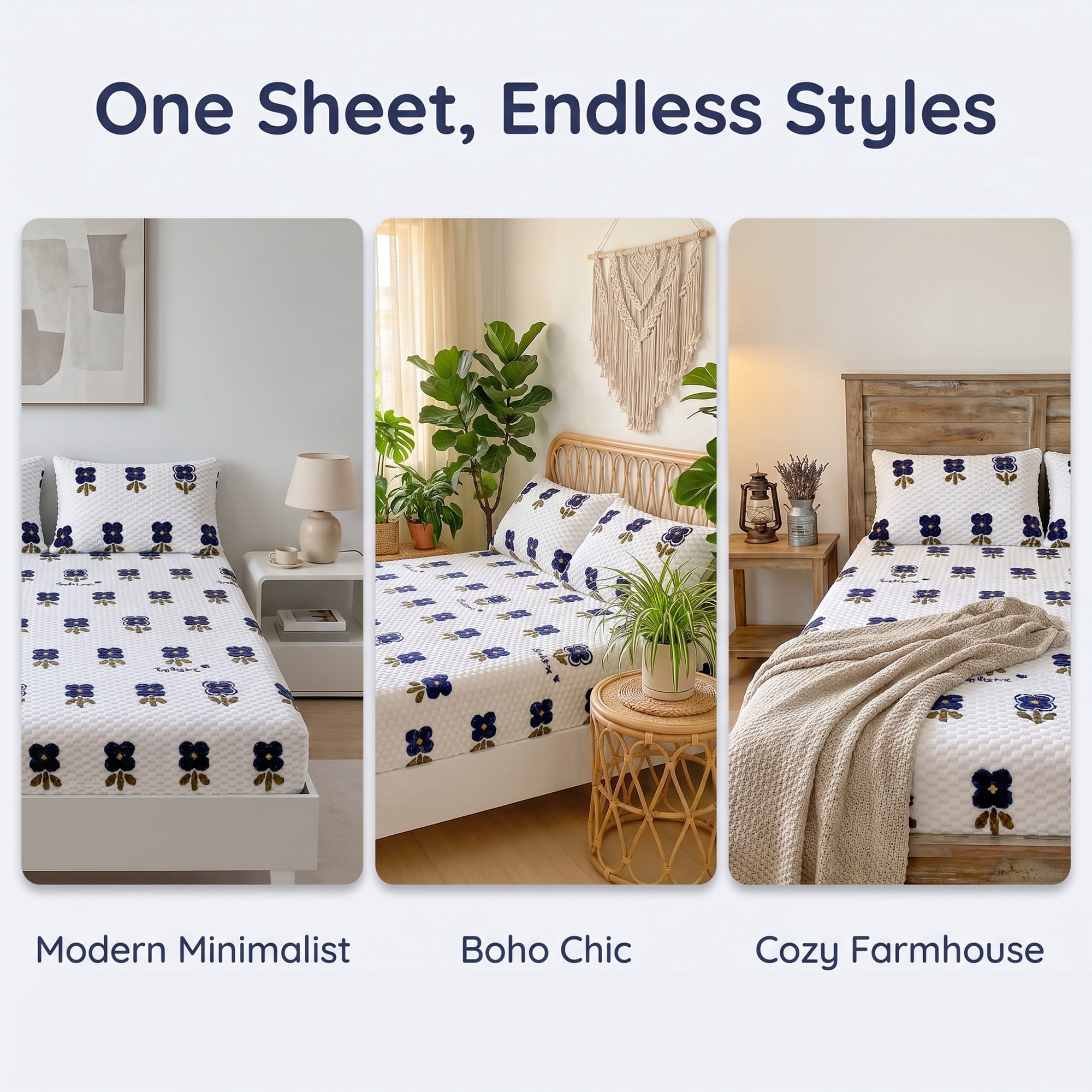 Unique Bargains Fitted Sheet Polyester Anti Wrinkle Soft Bedding 78.0"x79.9" Black/White