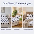 thumbnail image 3 of Unique Bargains Fitted Sheet Polyester Anti Wrinkle Soft Bedding 60.2"x79.9" Black/White, 3 of 5