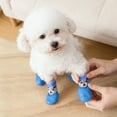 thumbnail image 4 of 4Pcs Breathable Dog Boots Puppy Paw Protector with Bear Pattern Dog Shoes for Winter Snowy Days Teddy Pomeranian Bichon Middle and Small Dogs Adjustable Sole Dog Booties (Blue,L), 4 of 4