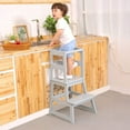 thumbnail image 4 of Open Box SDADI Kids Kitchen Step Stool Holds up to 150lbs with Safety Rail,Gray, 4 of 11