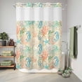 thumbnail image 6 of No Hook Shower Curtain, Teal Red Coastal Shower Curtains for Bathroom with See Through Top Window, Nautical Seahorse Beach Coral Starfish Beige Waterproof & Washable Bath Curtain Stall 48"x72", 6 of 9