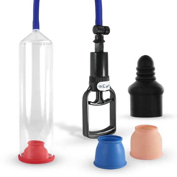 LeLuv Penis Pump Tgrip Easyop 2.25" x 9" Cylinder Premium Silicone Hose 3 Silicone Sleeves & Septum Seal