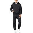 thumbnail image 7 of Spazoro Boys Sweatshirt Jogger Set with Kangaroo Pockets, Elastic Waist Long Sleeve Hooded Neck Regular Fit Solid Color Warm Fleece Lined Active Outfits for Kids Black Size 5-6, 7 of 7