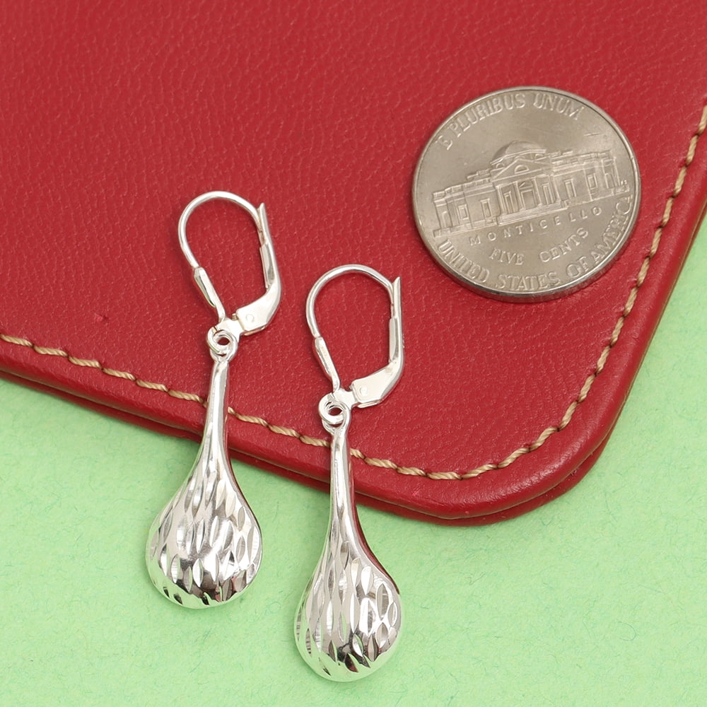 LeCalla 925 Sterling Silver Diamond-Cut Celtic Knot Sea Life Tear-Drop Dangle Lever Back Earrings for Women and Teen 26MM