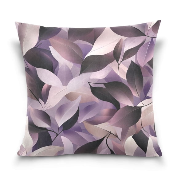 Throw Pillow Covers 16x16 Inch Throw Pillowcases for Couch Bed Sofa Chair Home Decor Purple Abstract Leaves