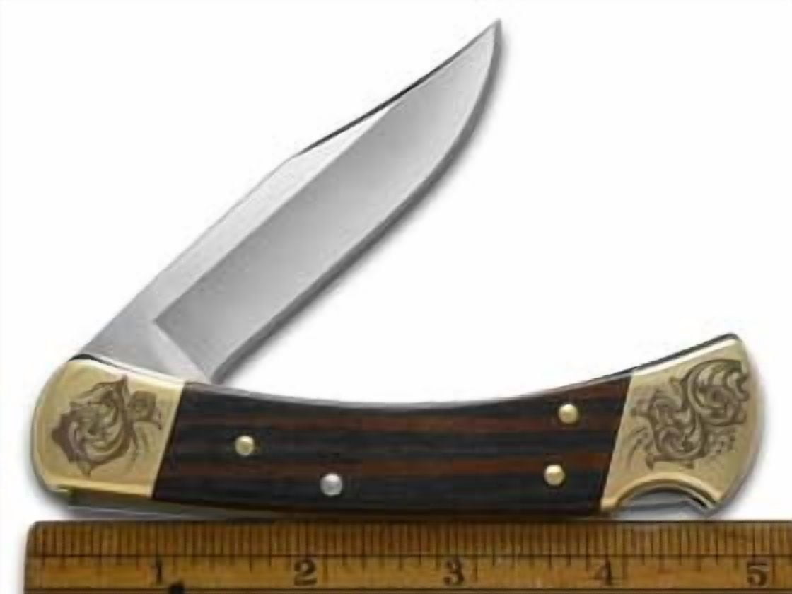 Buck 110 Premier Edition Ebony Wood Folding Hunter 1/250 Stainless Custom Pocket Knife