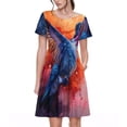 thumbnail image 1 of Balery Vibrant Hummingbird Watercolor Art Vestidos sueltos de manga corta para mujer, vestidos de verano 2025, vestidos casuales de corte A con vuelo., 1 of 6