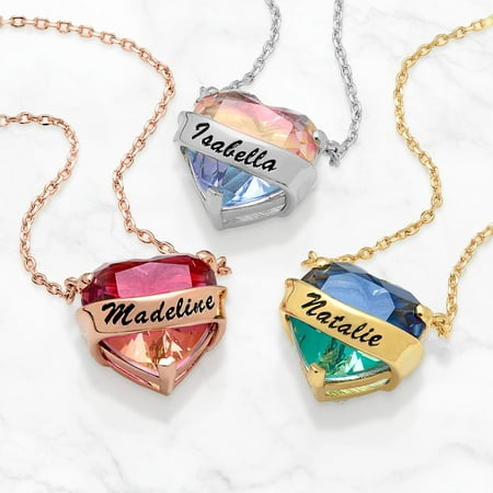 Personalized Planet Name Wrapped Iridescent Heart Necklace ,Women's