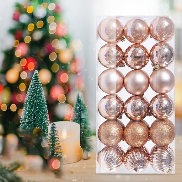 Christmas Ball Ornaments 36 Pcs Mini Shatterproof Christmas Tree Decorations Small Xmas Tree Christmas Ornaments Balls with Hanging Loop for Wedding House Holiday Party(Rose Gold,1.18inch)