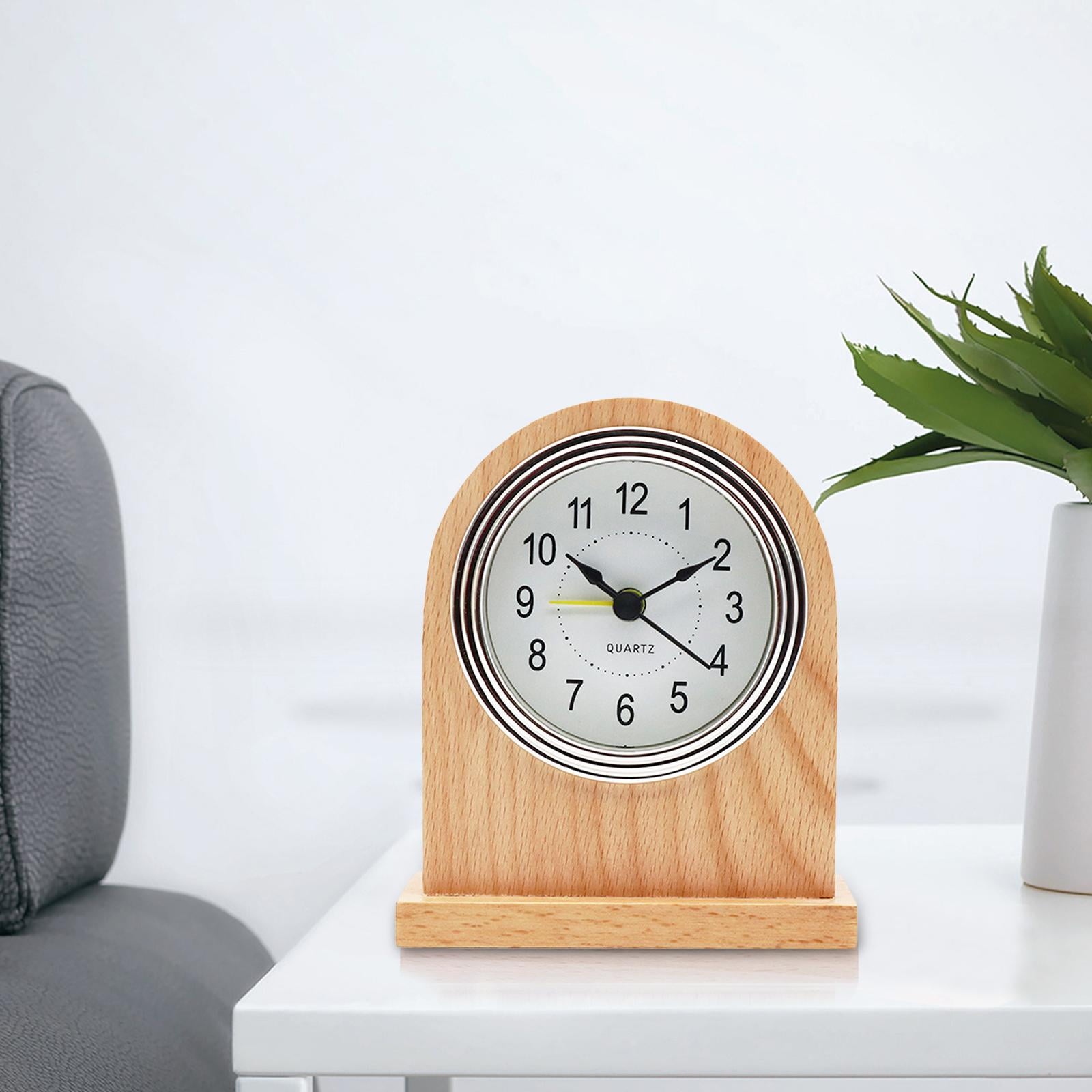Analog Clock Movement Battery Operated Wooden Desktop Clock Countertop