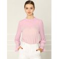 thumbnail image 3 of Allegra K Blusas Con Adornos De Volantes Elegantes Manga Larga Inserto De Gasa Para Mujeres Rosa M Unique Bargains Blusa, 3 of 6