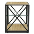 thumbnail image 6 of Modern Industrial End Table Nightstand - Natural Wood &amp; Tempered Glass Top, 3-Tier Storage, 17.7" x 17.7" x 21", Metal Frame for Living Room &amp; Bedroom, 6 of 10