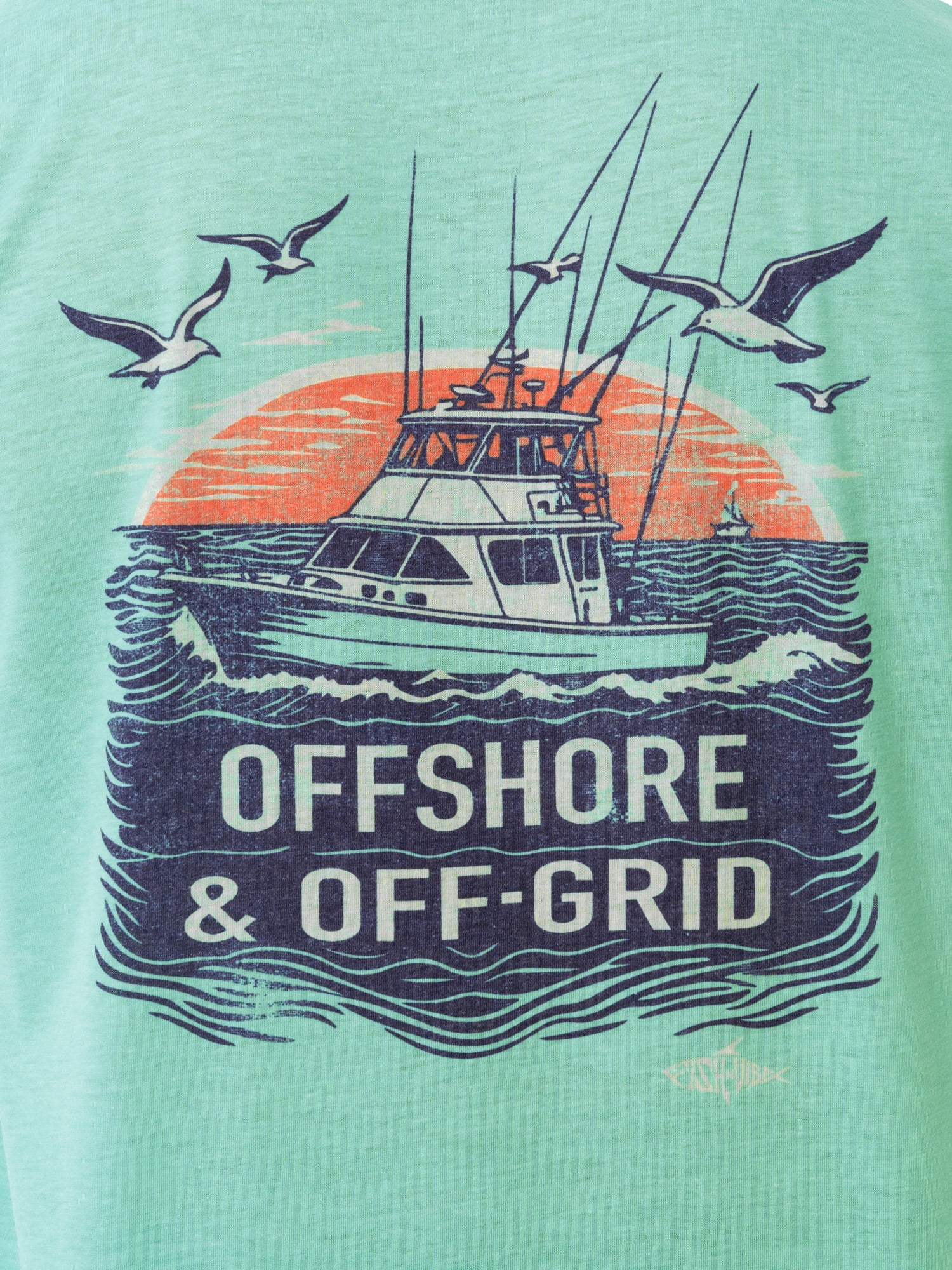 Fish N Vibe Men's Short Sleeve Fishing Performance Outdoor Graphic T-Shirt, Aqua Haze, M