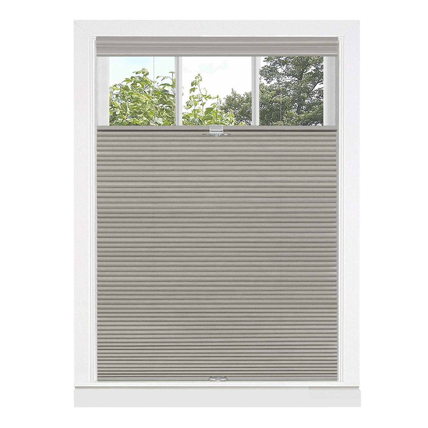 Achim Home Furnishing Window Blinds: Cordless Top-Down Bottom-Up Honeycomb Window Shade (Dove Grey, 33" x 64")