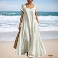 thumbnail image 3 of Casual Summer Dress for Everyday Wear Lightweight Loose Fit Short Sleeves Solid Color Style Women’s Casual Tennis Dress Female Everyday Attire White M, 3 of 6