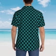 thumbnail image 3 of Lsque Black And Teal Checkerboard pattern Hawaiian Shirt for Men, Unisex Summer Beach Casual Short Sleeve Button Down Shirts-Medium, 3 of 9