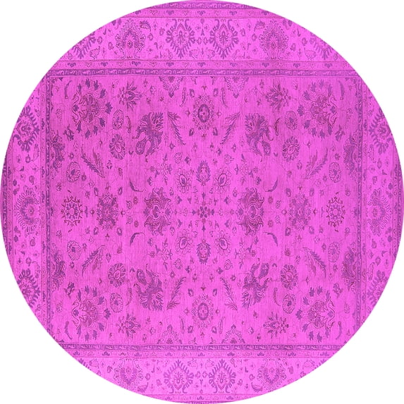 Ahgly Company Indoor Round Oriental Pink Traditional Area Rugs, 3' Round