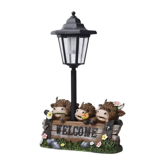 Estatua de de jardín Figurita de animales solares, adornos divertidos, decorativa, escultura de resina de decoración al aire libre para patio