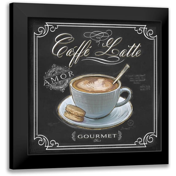 Barrett, Chad 12x12 Black Modern Framed Museum Art Print Titled - Coffee House Caffe Latte