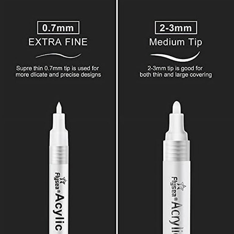 White Markers Metallic Oil-Based Paint Pens Set of 6 - Perfect for Rock,  Ceramic, Glass and Stone Painting - Fine Point, Permanent and Quick Drying  