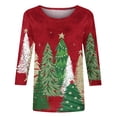 thumbnail image 5 of Lolmot Christmas Tops for Women Dressy Casual Holiday 3/4 Length Sleeve Womens Tops T-Shirts Cute Funny Snowman Christmas Tree Print Pullover Tee Shirts Plus Size Tops, 5 of 5