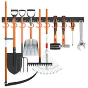 HORUSDY 64 inch Adjustable Storage System Wall Mount Tool Organizer Hangers Mop Broom Holder Shovel Rake