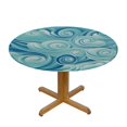 thumbnail image 3 of HAOXIT Ocean Tablecloth, Tropical Underwater Shot with Surface Coconut Tree and Sky Aqua Water Theme Paradise, Round Table Cover for Dining Room Kitchen Decor, 3 of 8