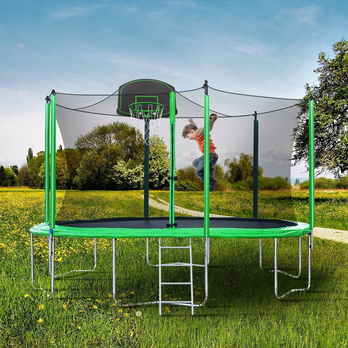 12 FT Trampoline for Kids Adults, Round Outdoor Recreational Trampoline