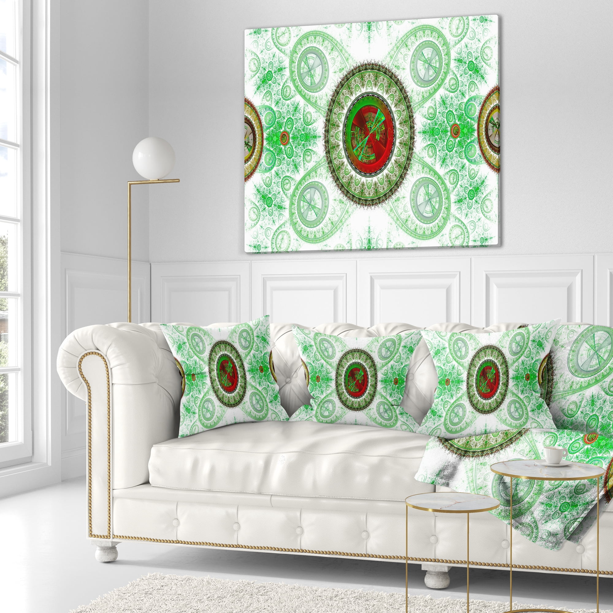 Designart Light Green Psychedelic Relaxing Art - Abstract Throw Pillow - 16x16