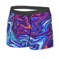 thumbnail image 2 of Balery Swirl Print Blue Purple Men's Boxer Briefs, Soft and Breathable Cotton Underwear with nylon Waistband-Large, 2 of 9