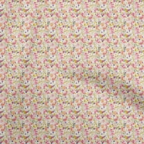 oneOone Cotton Cambric Yellow Fabric Watercolor Floral Sewing Material Print Fabric By The Yard 56 Inch Wide