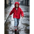 thumbnail image 6 of NEIKU Boys Girls Rain Jacket Lightweight Waterproof Hooded Raincoat Windbreakers for Kids Red 8-9Y, 6 of 7